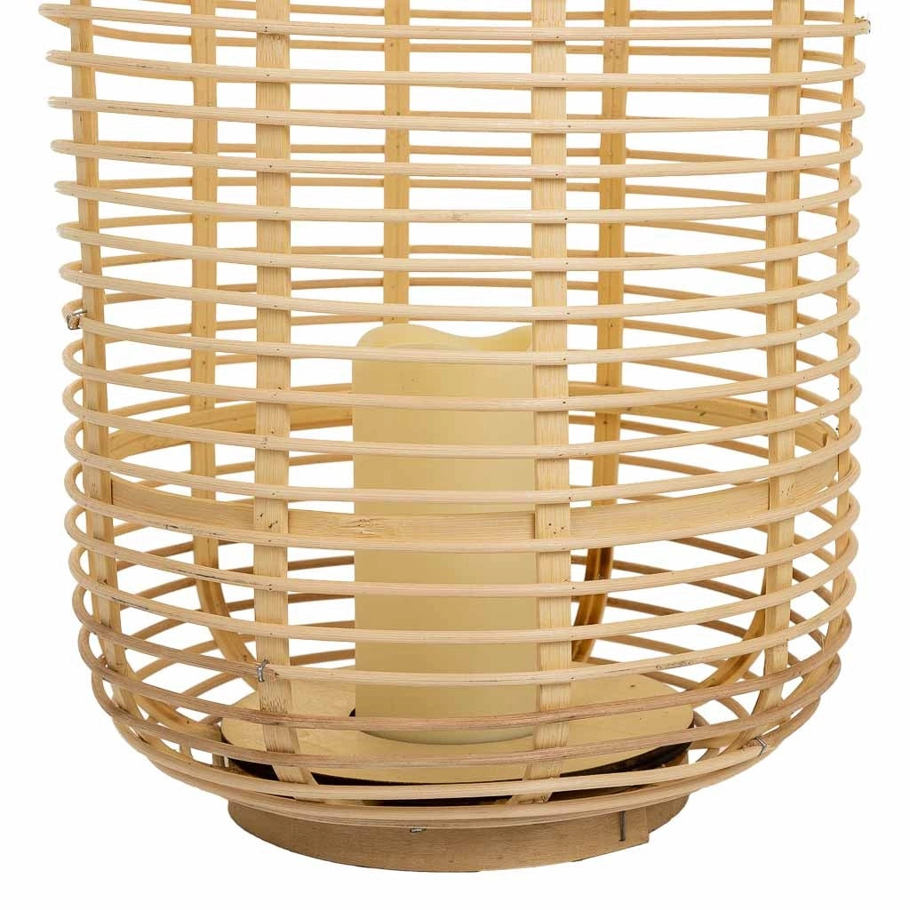 Lanterna portacandela con candelaLED in bambù e rattan marrone d29x48h