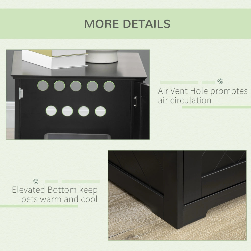 Easycomfort Lettiera per Gatti con Porta Magnetica e Piano d'appoggio, in MDF e Truciolato, 48.5x53x51.5 cm, Nera