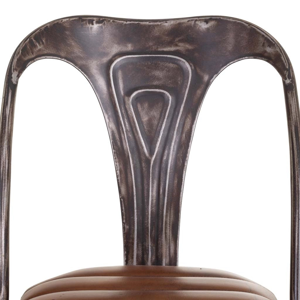 Sedia in metallo e pelle marrone 39x52x84h cm