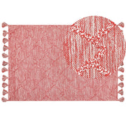 Tappeto rosso 160 x 230 cm cotone disegno geometrico soggiorno camera da letto
