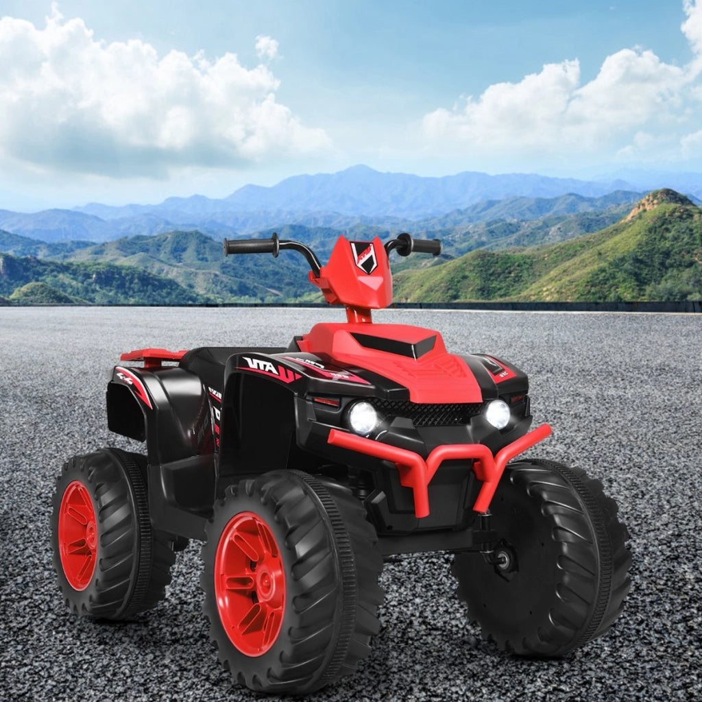 Quad elettrico ATV 12 V per bambini con musica e luci LED, Quad a batteria con sedile comodo 104x67x74cm Rosso-Macchinine giocattoli