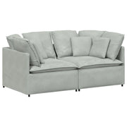 Divano | Divano da soggiorno | Sofa Modulare con Cuscini in Velluto Grigio Chiaro