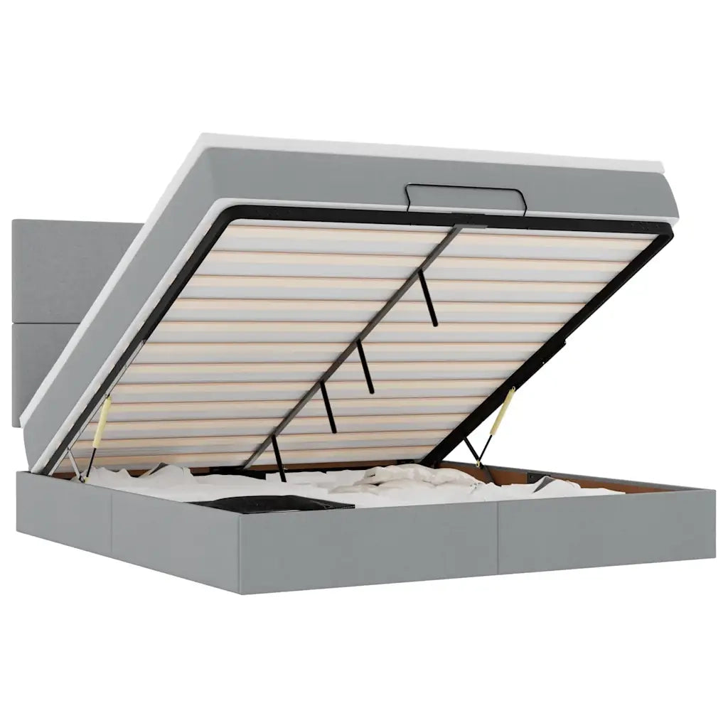 Struttura Letto Pouf con Materasso 160x200 cm in Tessuto 3313934