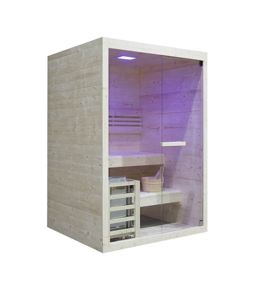 Sauna finlandese da interno 2 persone 130x120cm h200 in legno di abete | Nirva