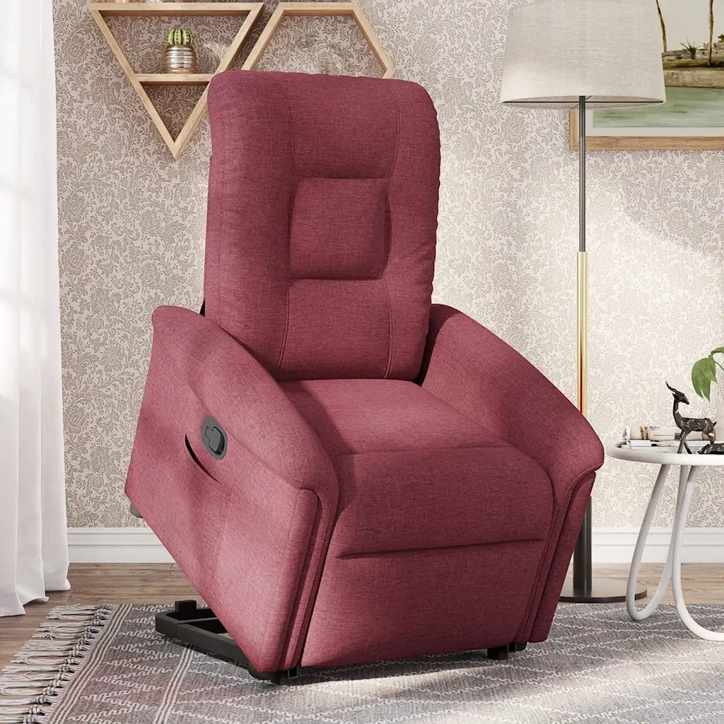 Poltrona | Sedia Relax Alzapersona Reclinabile Rosso Vino in Tessuto