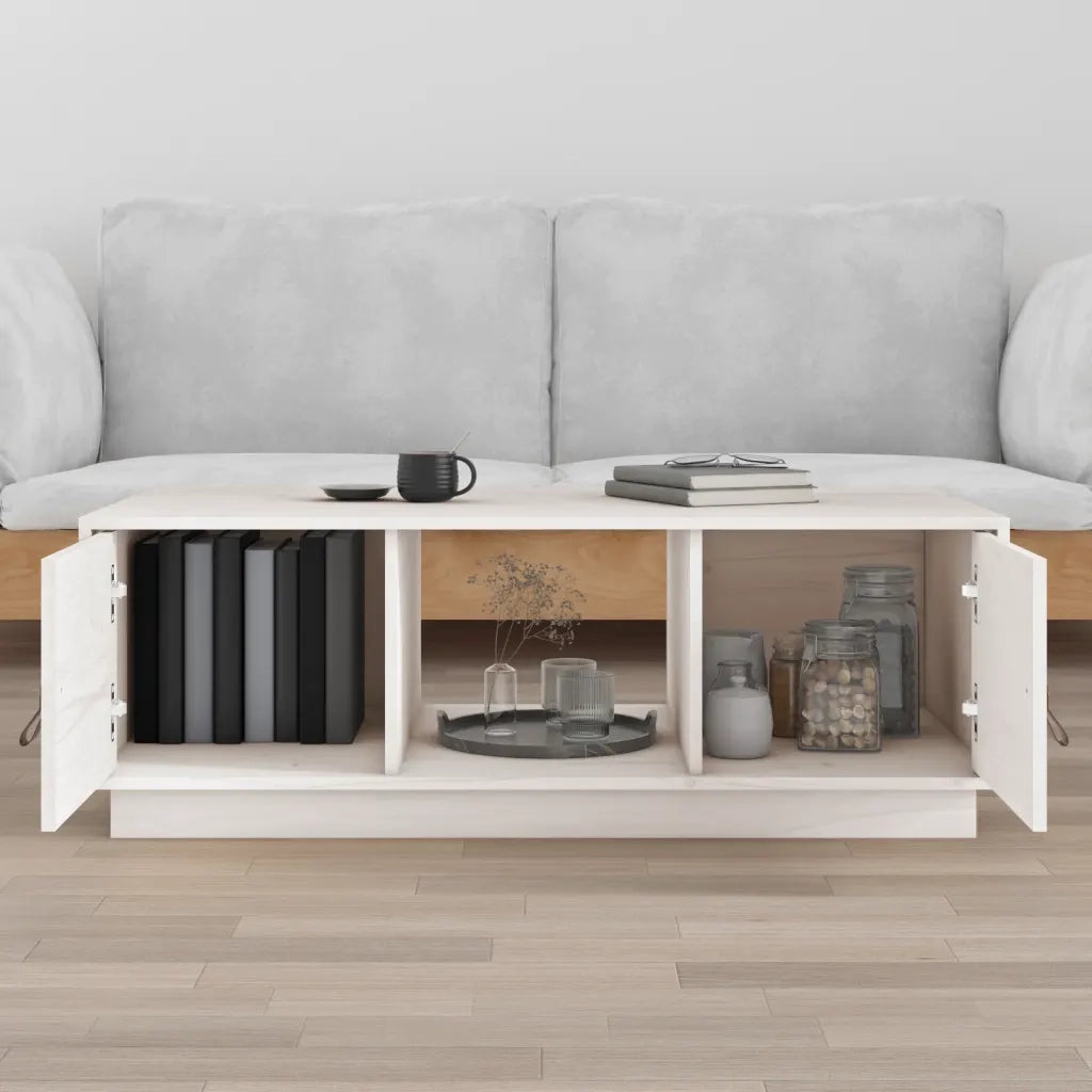 Tavolino da salotto | Tavolino da caff¨¨ | Tavolino da Soggiorno Bianco 100x50x35 cm Legno Massello di Pino