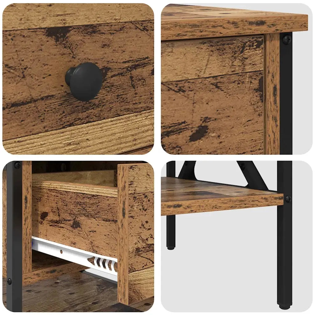 Comodino con cassetto-Tavolino da notte Legno vecchio 40 x 42 x 45 cm