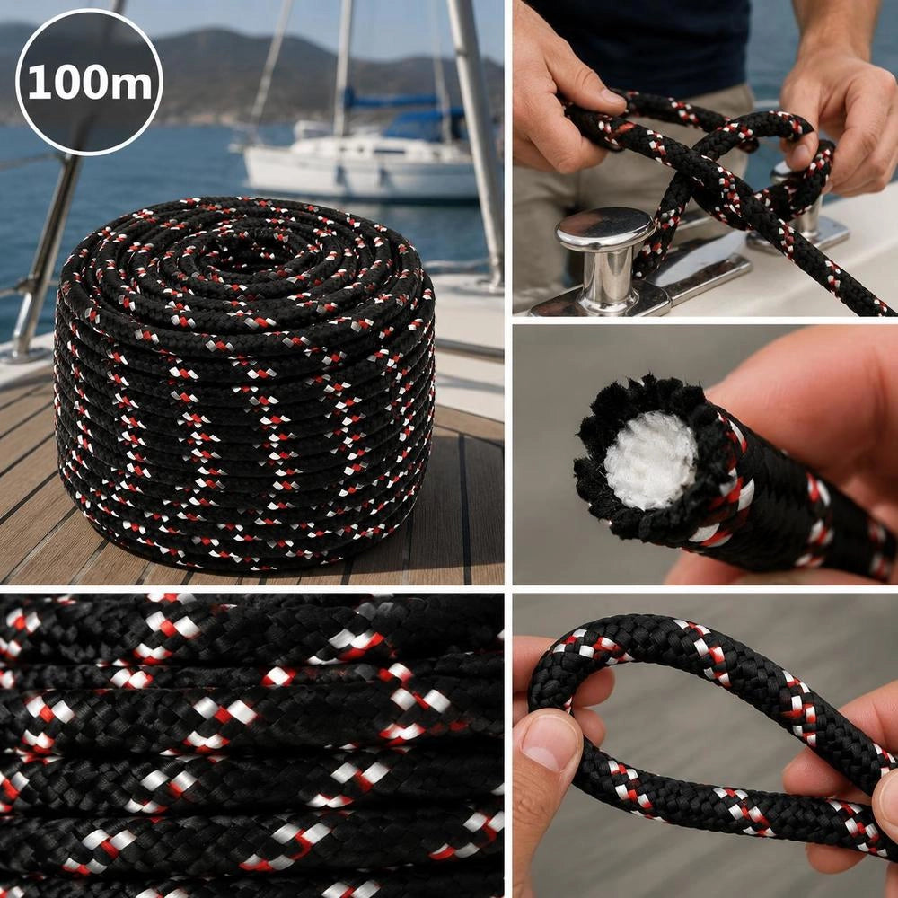 Boat Rope, Black, 14 Mm, 100 M, Polypropylene
