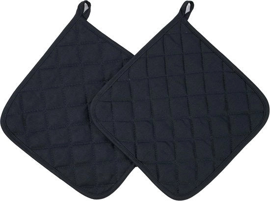 Set di 2 asciugamani per panni - nero - cotone - 24x24 cm