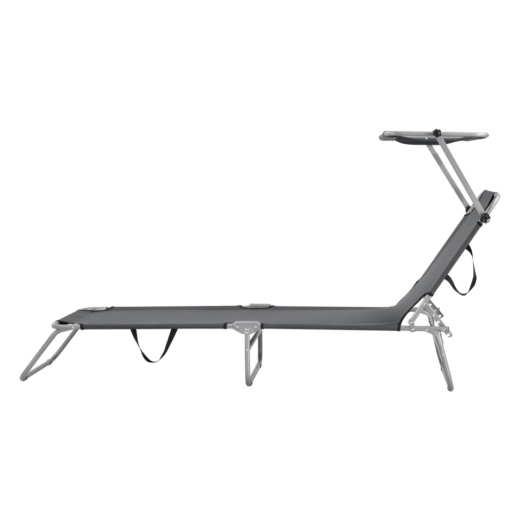 Lettino Prendisole Argozelo con Tettuccio Parasole Sdraio Portatile - Grigio Scuro casa.pro