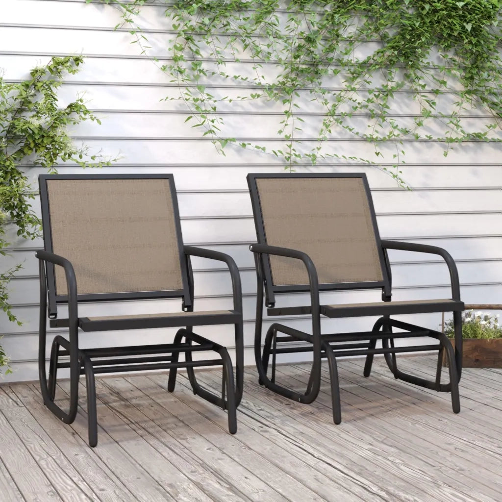 Sedie a Dondolo Giardino 2pz Marroni 61x76x87 Textilene Acciaio 362713