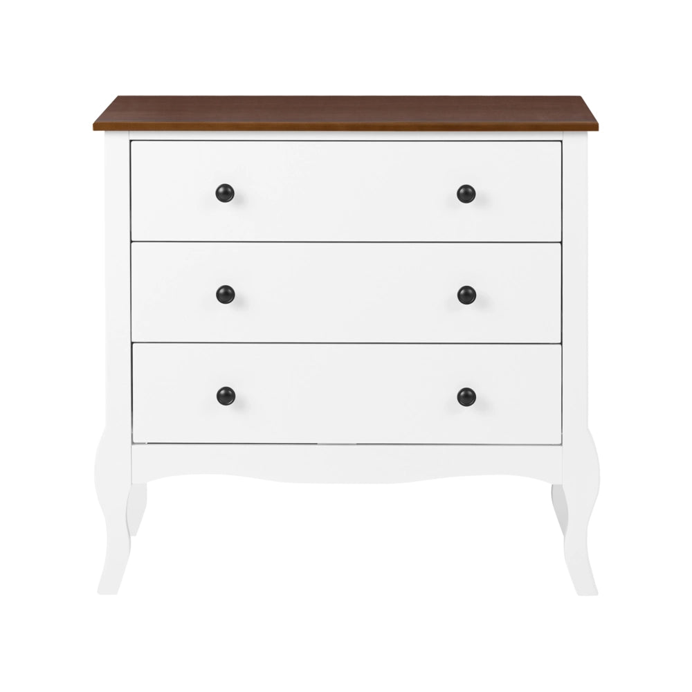 Comò in MDF bianco con gambe cabriole, stile rustico francese shabby chic