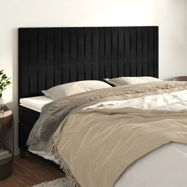 Testiera Nera 160x5x118/128 cm Velluto 3116626