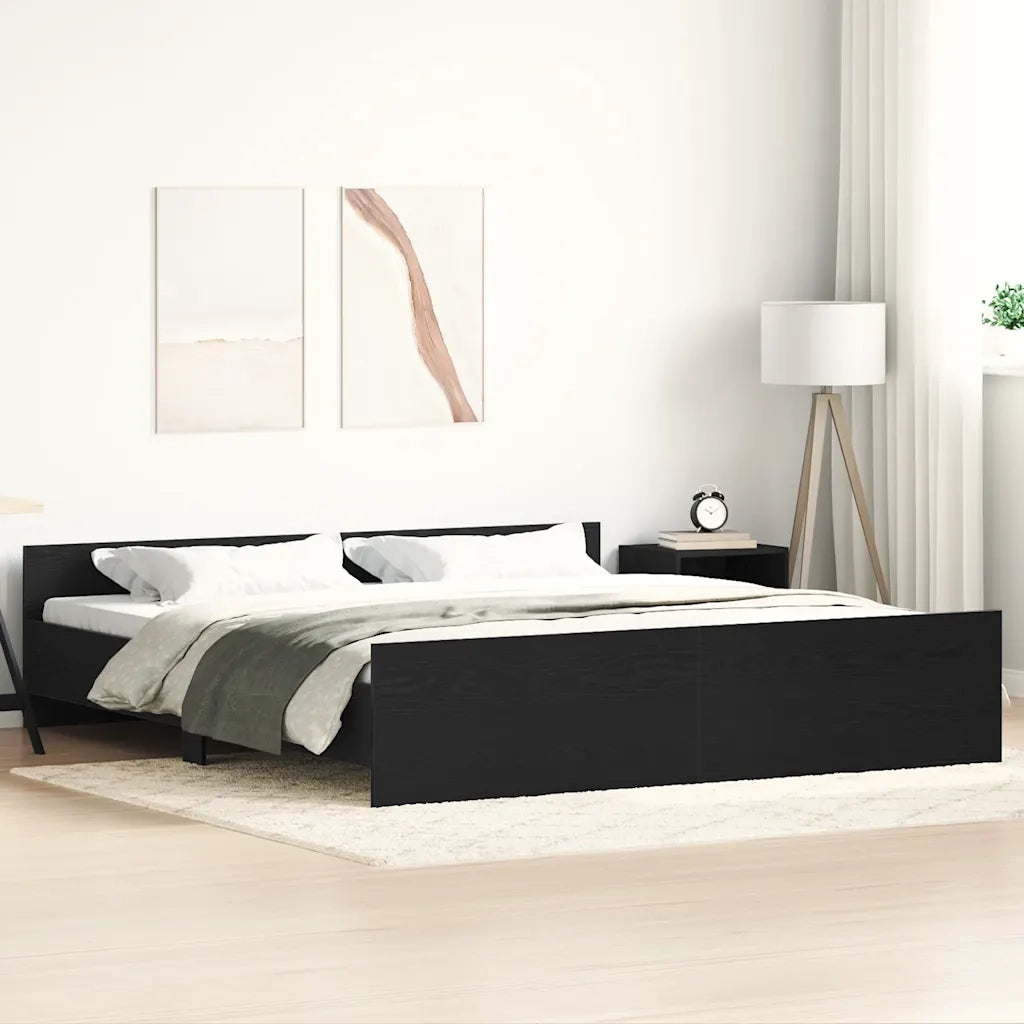Giroletto senza Materasso Rovere Nero 200x200 cm Truciolato