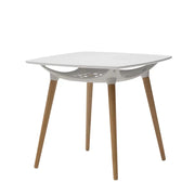 Tavolino quadrato moderno bianco e legno 80x80x73 - Mobili 2G