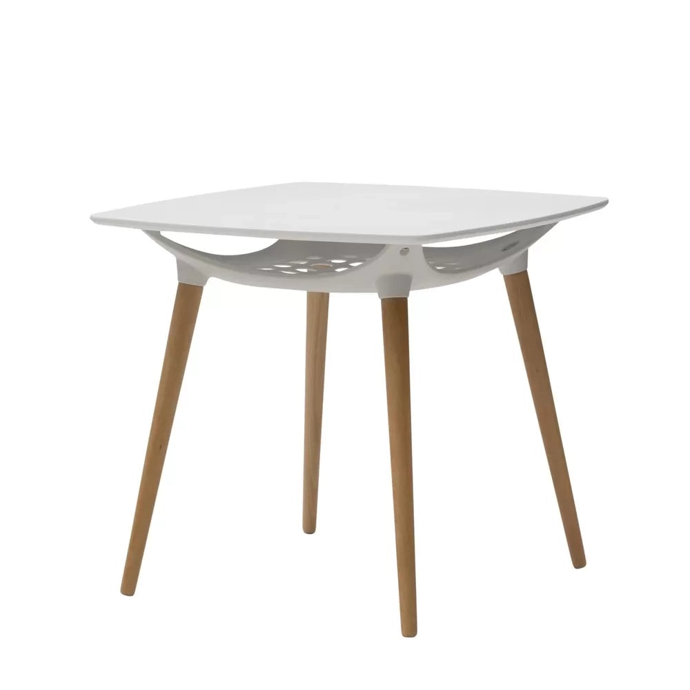 Tavolino quadrato moderno bianco e legno 80x80x73 - Mobili 2G