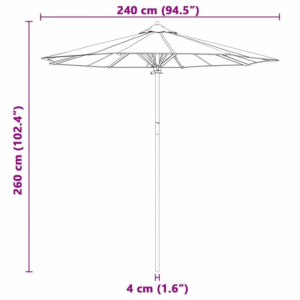Ombrellone da giardino rotondo leggero e resistente alle intemperie 240 x 240 x 260 cm in bambù bianco crema 02_0058243