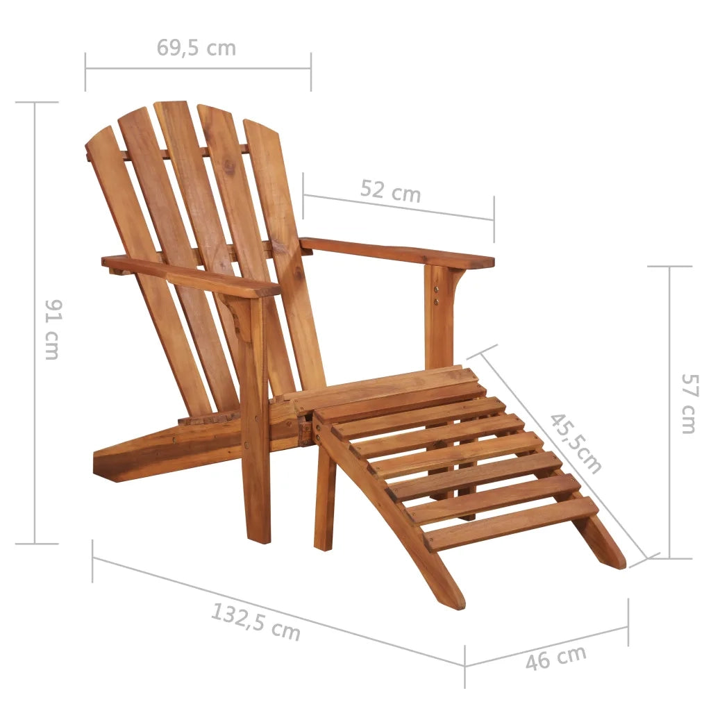 Lettino Prendisole | Sedia da Giardino Adirondack con Poggiapiedi Massello di Acacia
