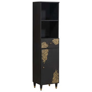 Credenza-Buffet-Armadio da cucina Nero 38 x 33 x 160 cm Legno di mango massello