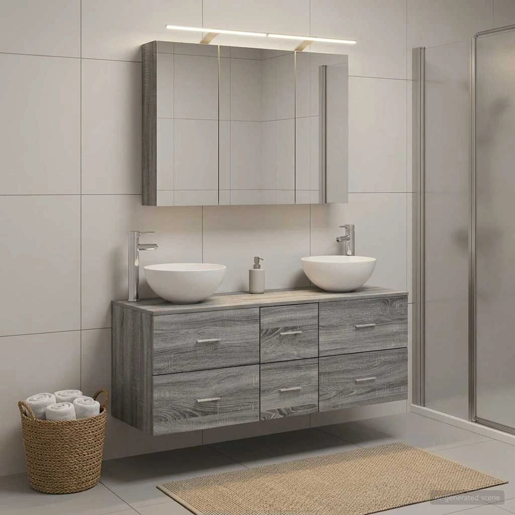 Set di mobili per il bagno 4 pz Sonoma grigio 3406740