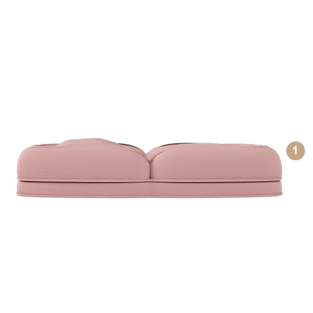 Divano letto ergonomico pieghevole con schienale a 5 posizioni e 2 cuscini in tessuto corduroy rosa