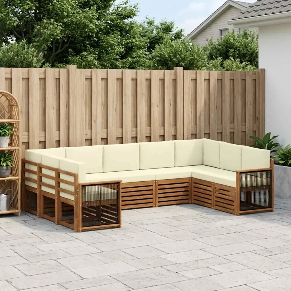 Set divano sezionale con cuscino 7 pcs Naturale e Crema 3384831