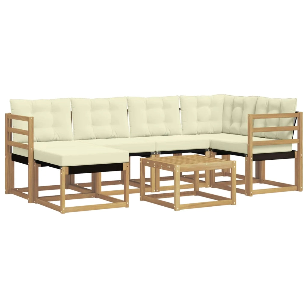 Set di divani da esterno con cuscino 7 pcs Bianco e Crema