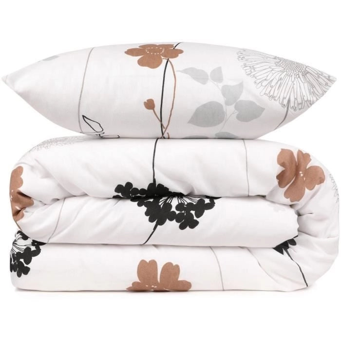 Completo letto - 1 copripiumino 220 x 240 cm + 2 federe 60 x 60 cm - 65% cotone, 35% poliestere - Bianco