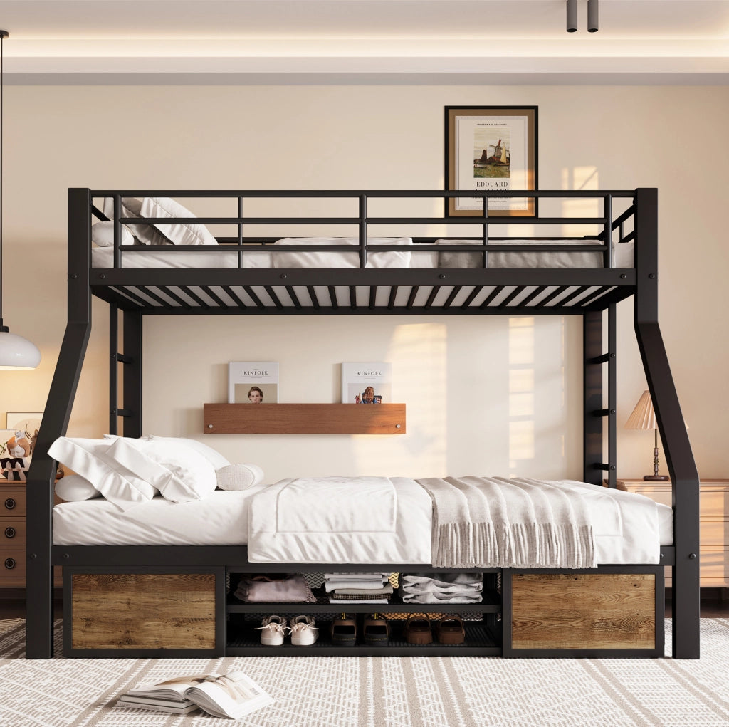 Letto a castello per bambini 90x200/140x200 cm nero