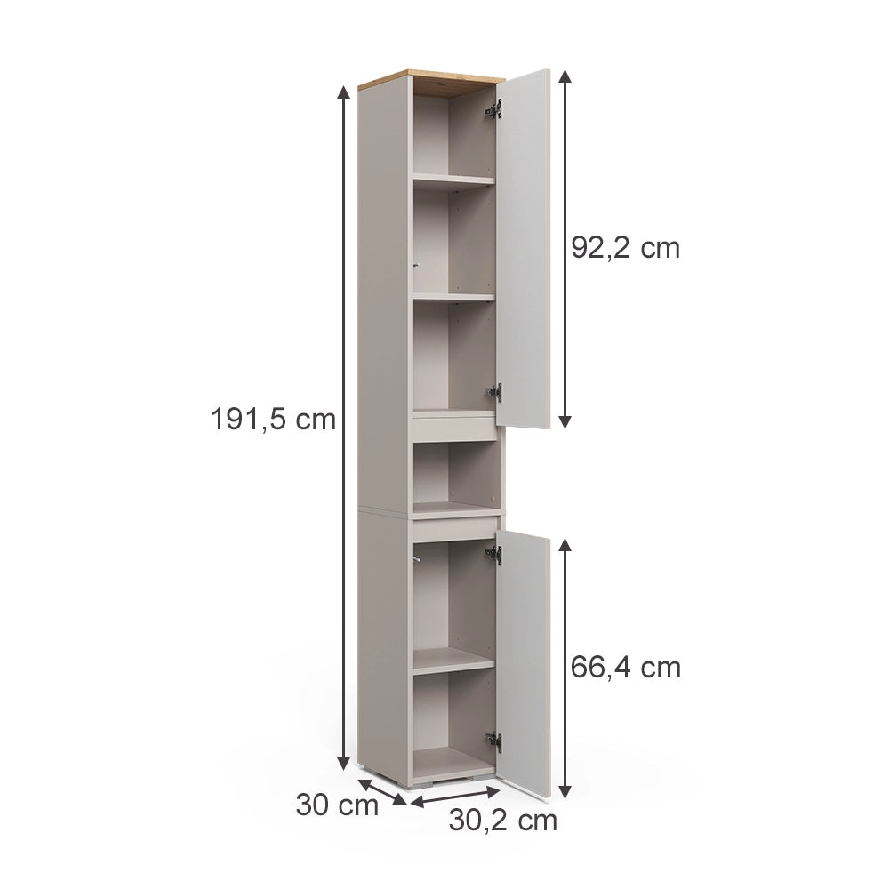 Vicco Armadio per il bagno Cashmere/Artigianale 30.2 x 191.5 cm con 2 porte