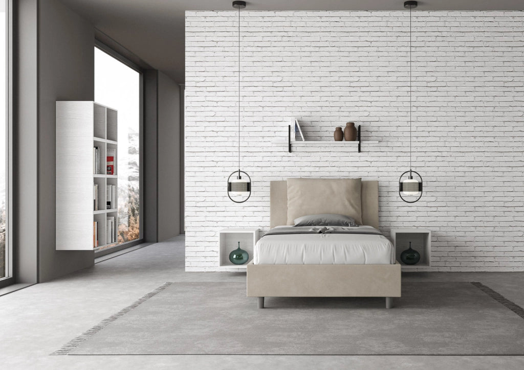 Letto 1 Piazza e Mezzo 120x210 cm con Rete Antea Sabbia
