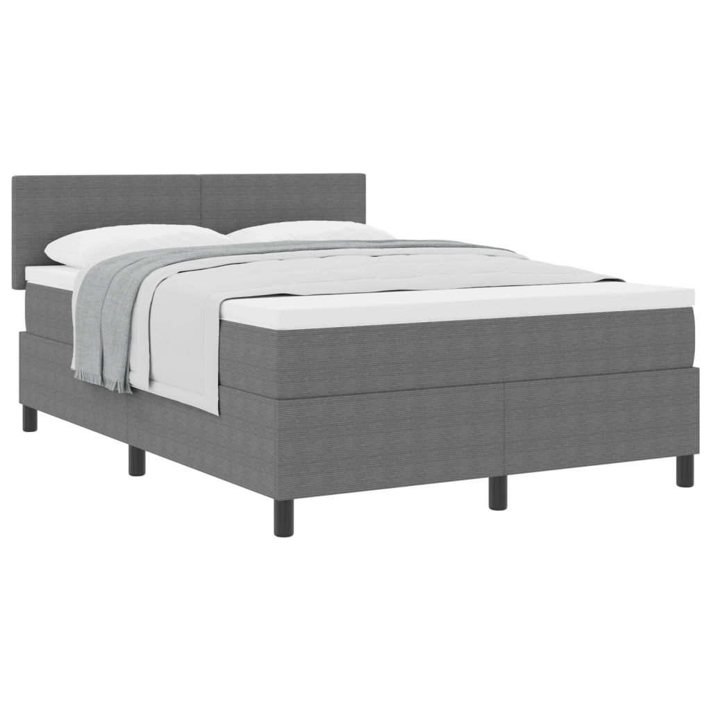 Letto con Box Spring e Materasso Grigio Chiaro 140x200 cm Tessuto a Costine