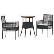 Set da Pranzo per Giardino 3 pz | Set Salotto da Giardino Nero polyrattan