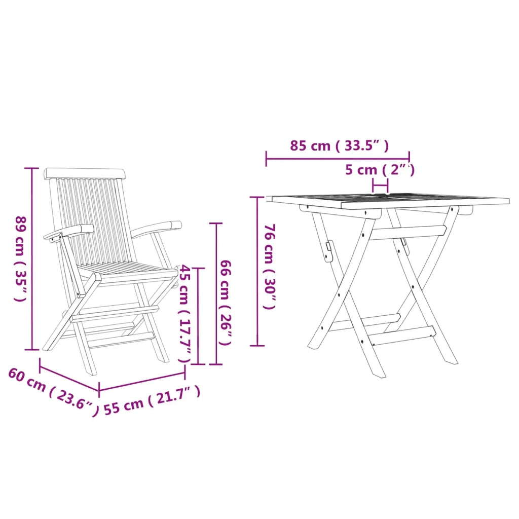 Set da Pranzo per Giardino 3 pcs Marrone 3385966