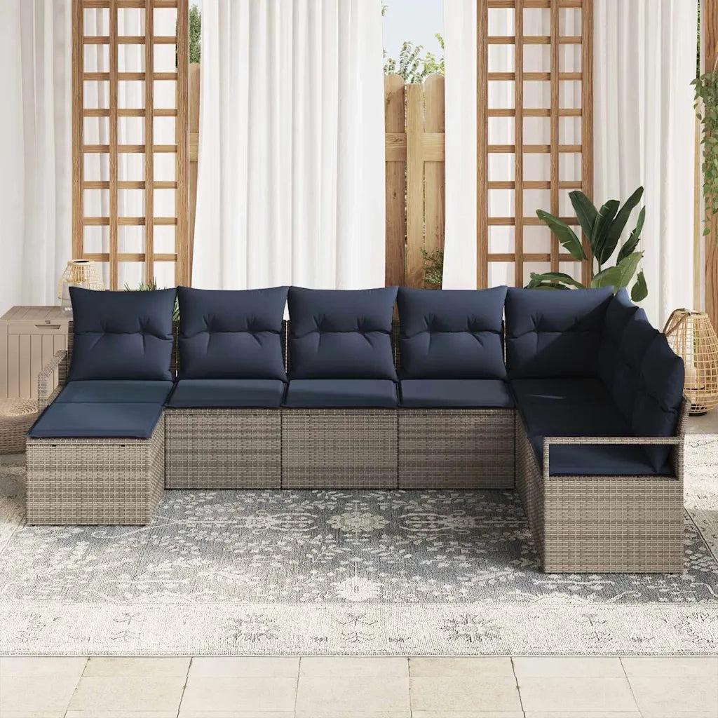 Set di divani con cuscino 8 pcs Grigio polyrattan