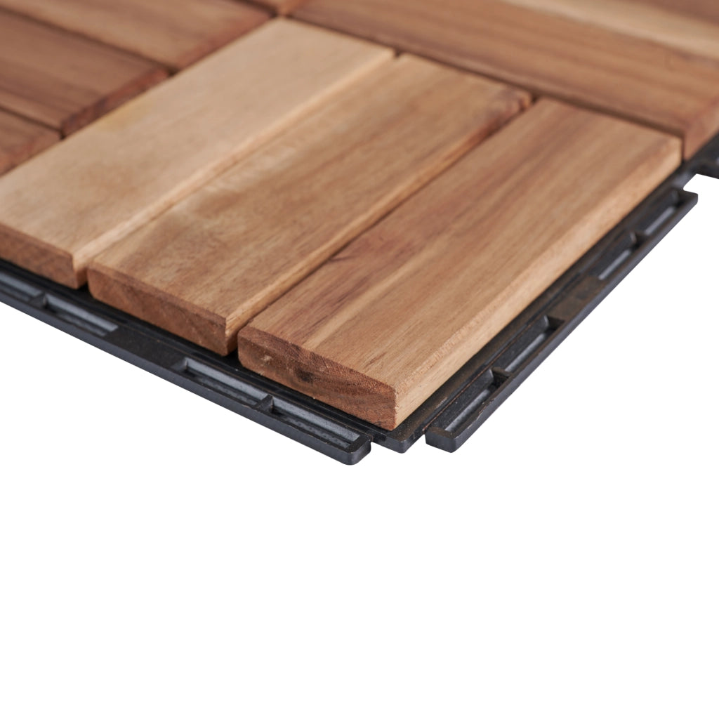 Set Alliste di 10 Piastrelle per Pavimentazione da Esterno Design Mosaico in Legno Naturale casa.pro