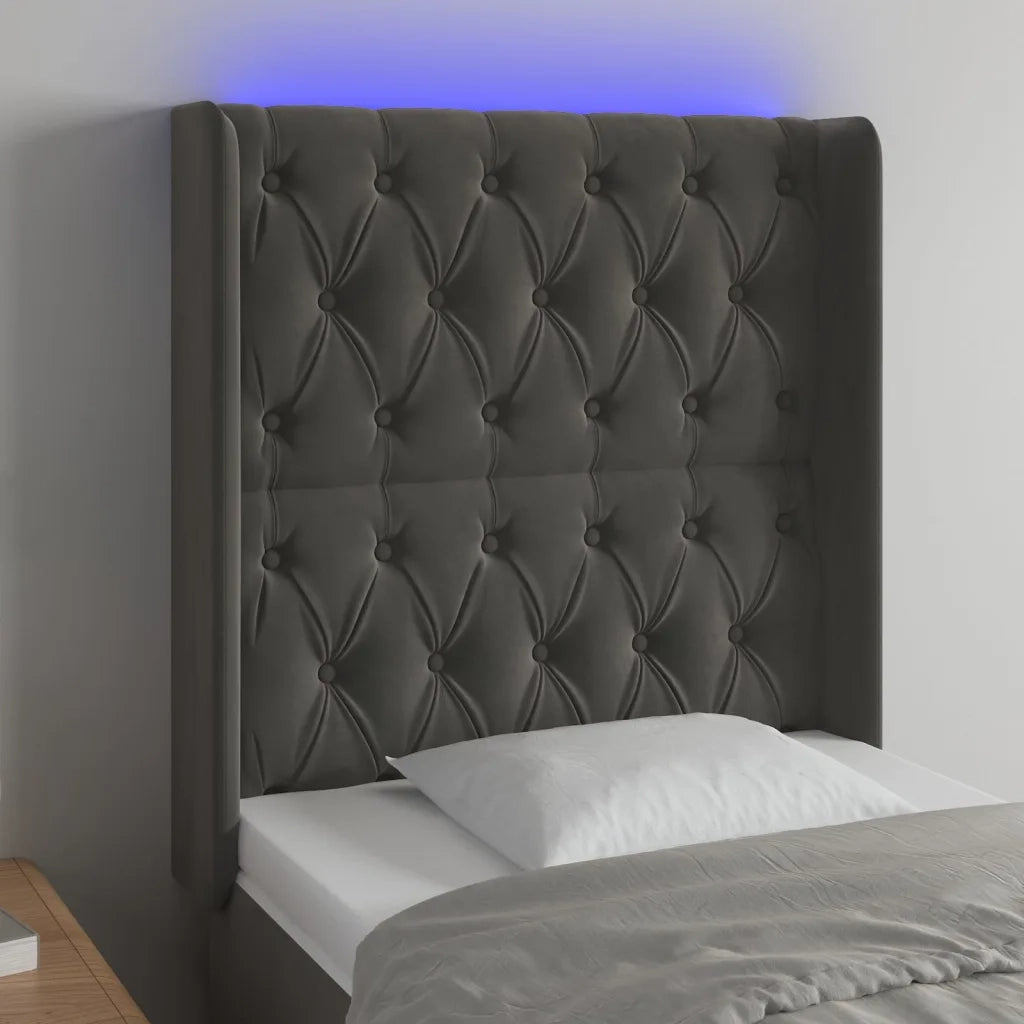 Testiera | Testata a LED Grigio Scuro 83x16x118/128 cm in Velluto