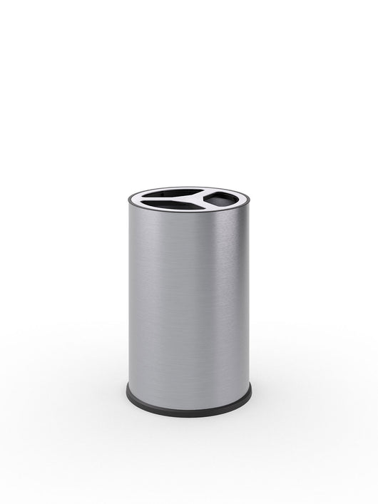 Pattumiera a Bidone Ø 45,5x70,5 cm 3 Scomparto da 33 L in Acciaio Inox Satinato