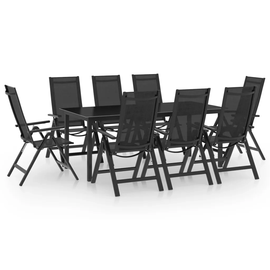 Set Mobili da Pranzo per Giardino 9 pz in Alluminio Antracite cod mxl 35712