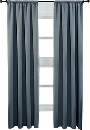 Tende - 2 pezzi - 100% Poliestere - Tendina/Rodiglione/Vetrata - Oscurante & Termoisolante - Grigio chiaro - 117x138cm