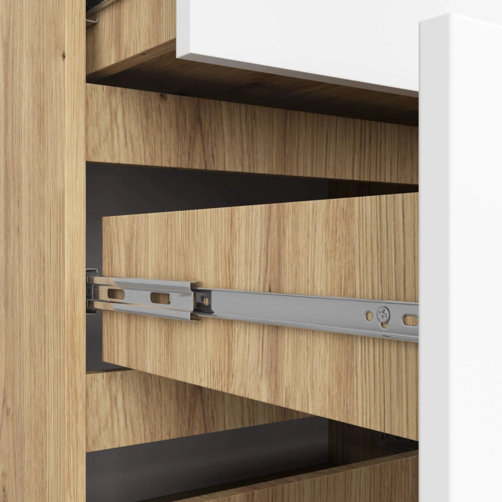 Cassettiera AKORD K120 Quercia Artisan 120 cm 10 cassetti inserto frontale Bianco 120x40x121 cm