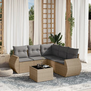 Set Divano da Giardino 6 pz con Cuscini Beige in Polyrattancod mxl 90105