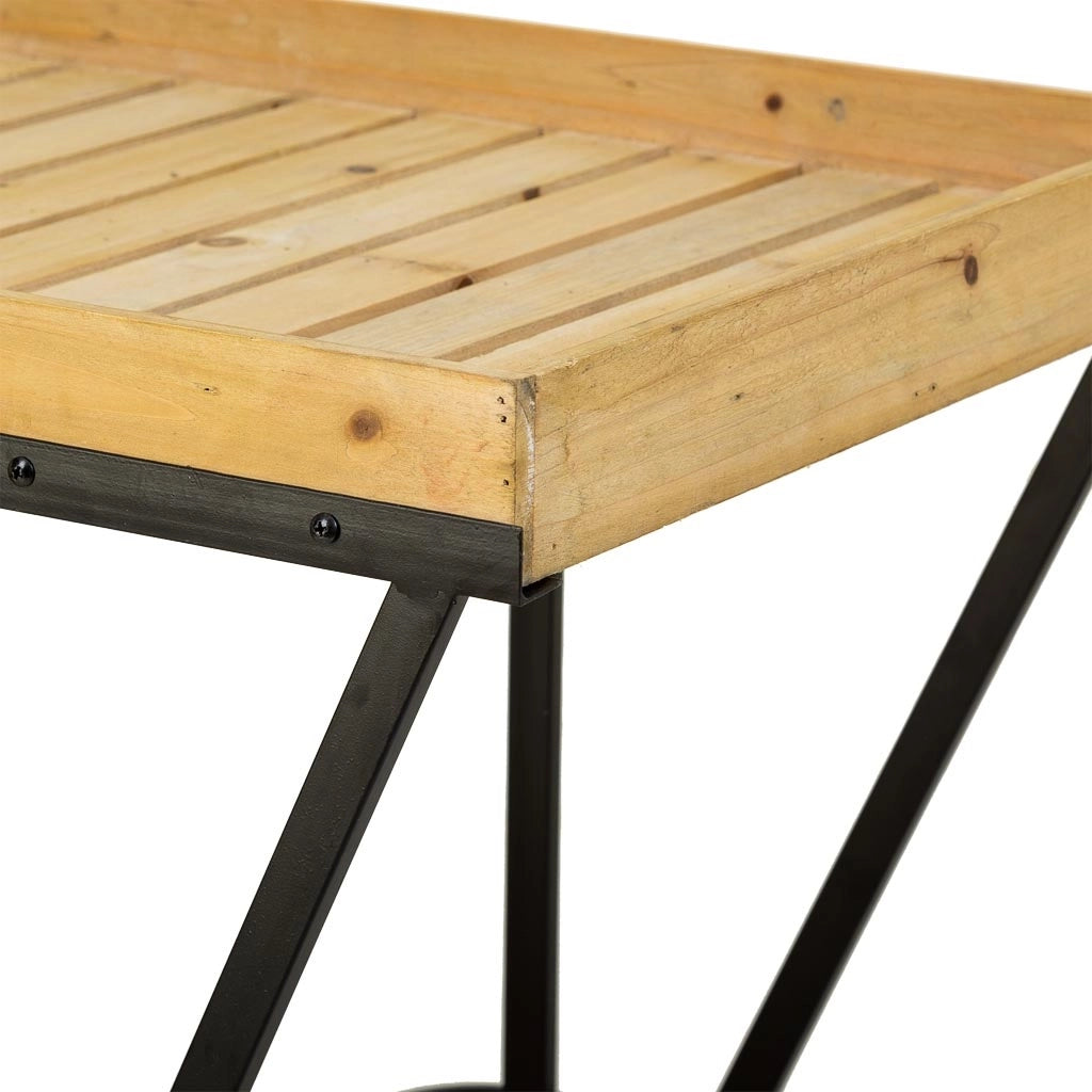 Carrello espositivo in metallo e legno marrone 125x50x80h
