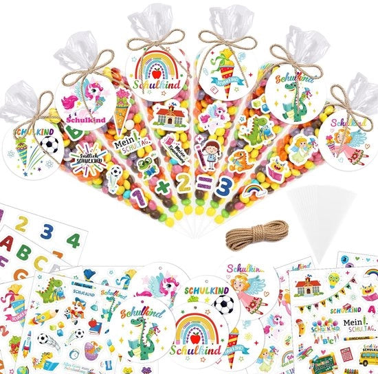Borse regalo per dolci 50 pezzi - Pacchi regalo - Borse per regali - Confezioni regalo - Hanger autoadesivo - Borse per la prima giornata di scuola - Borse regalo personalizzate