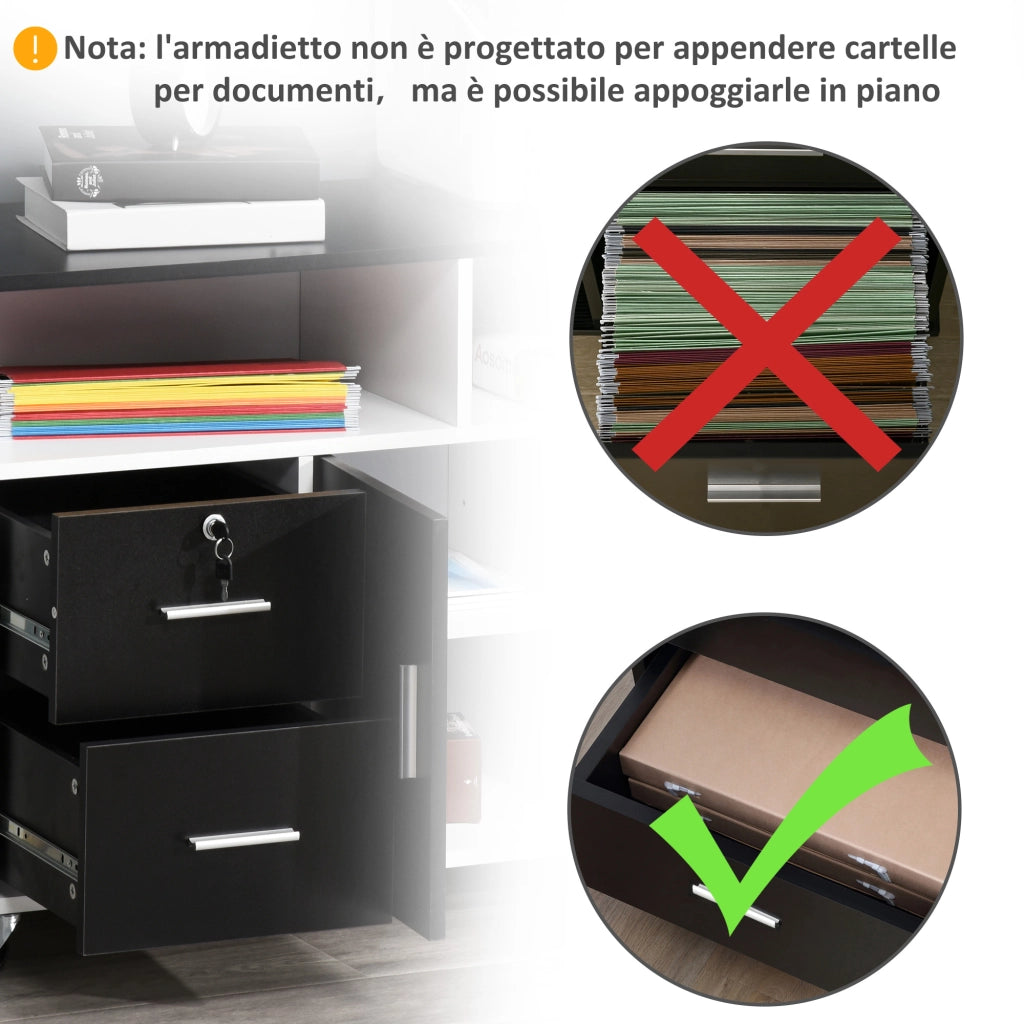 Mobiletto Porta Stampante con Cassetti ¨C zephmum ¨C 100x35x65cm, Nero e Bianco