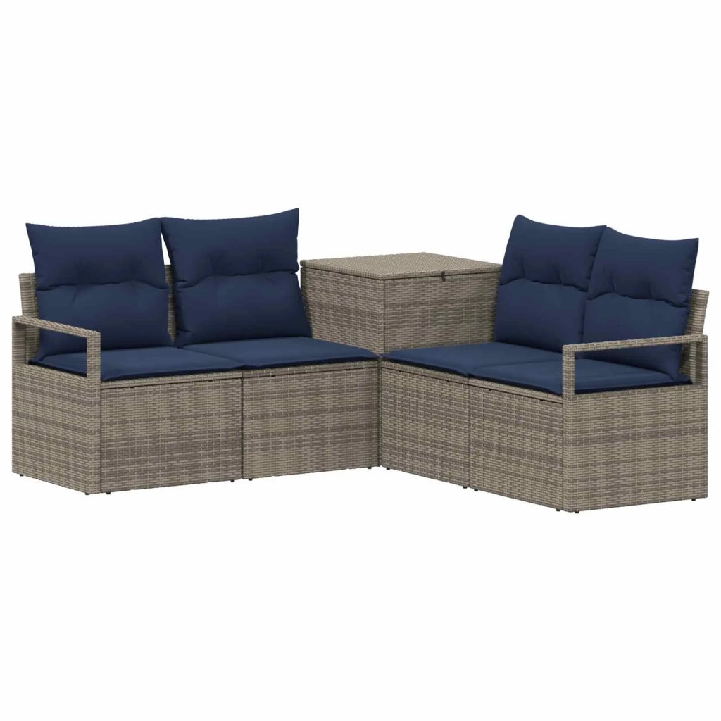 Set di divani 5 pz Grigio e Blu Navy Rattan sintetico e Acciaio 3447799