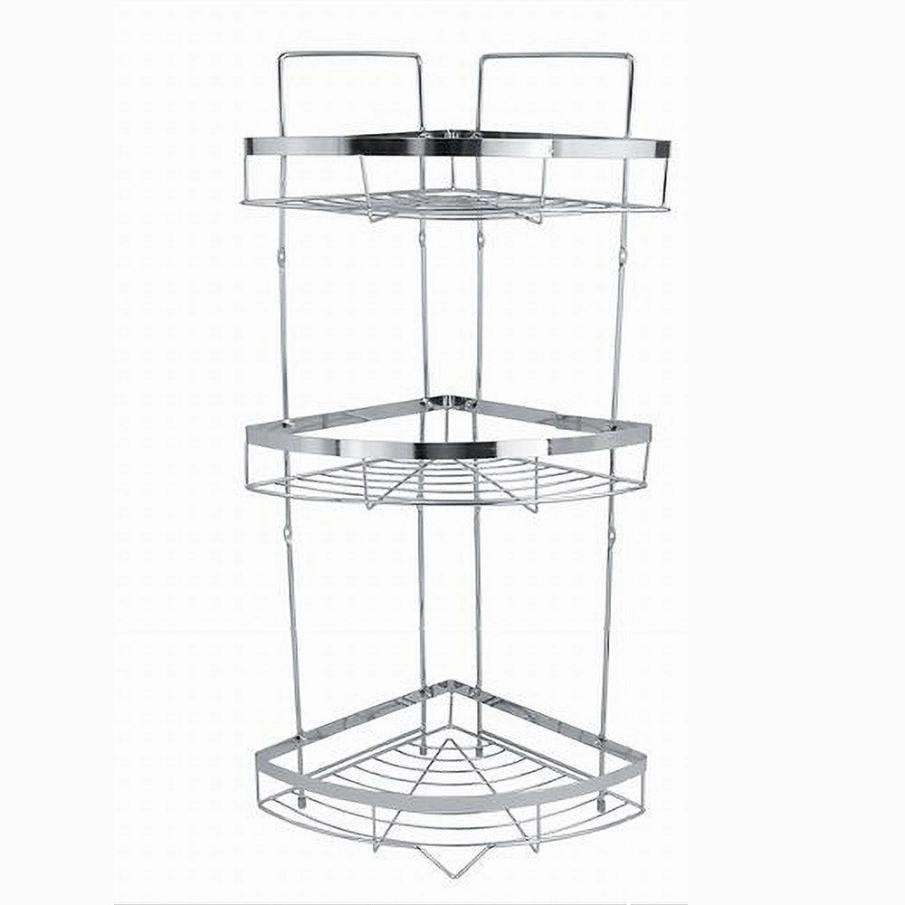 Trade Shop - Mensola Angolare Cromata Per Doccia A 3 Ripiani Piani Organizer Per Bagno 59257 -