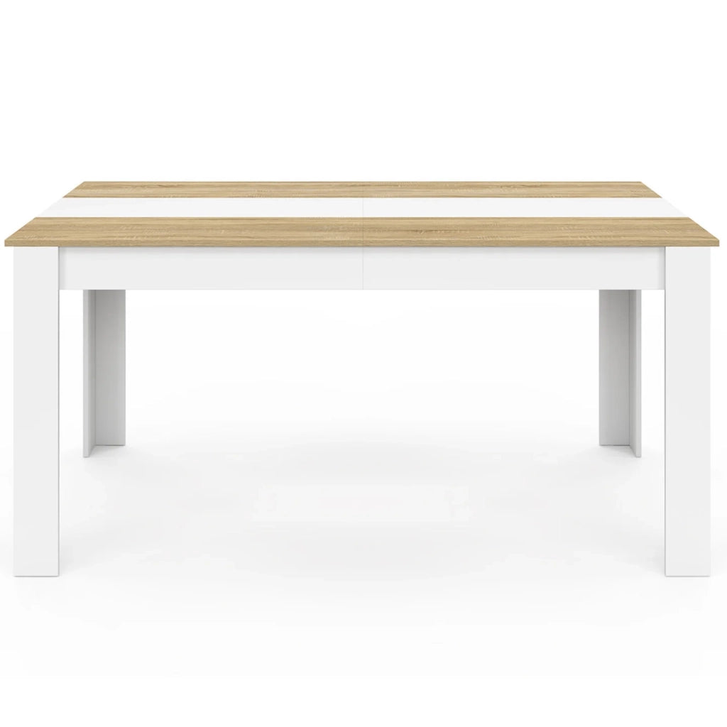 IDMarket - Tavolo da pranzo rettangolare GEORGIA per 8 persone in simil-faggio e bianco 160 x 80 cm