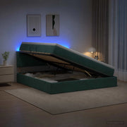 Letto con contenitore LED e materasso Verde Scuro 160 x 200 cm 3459321