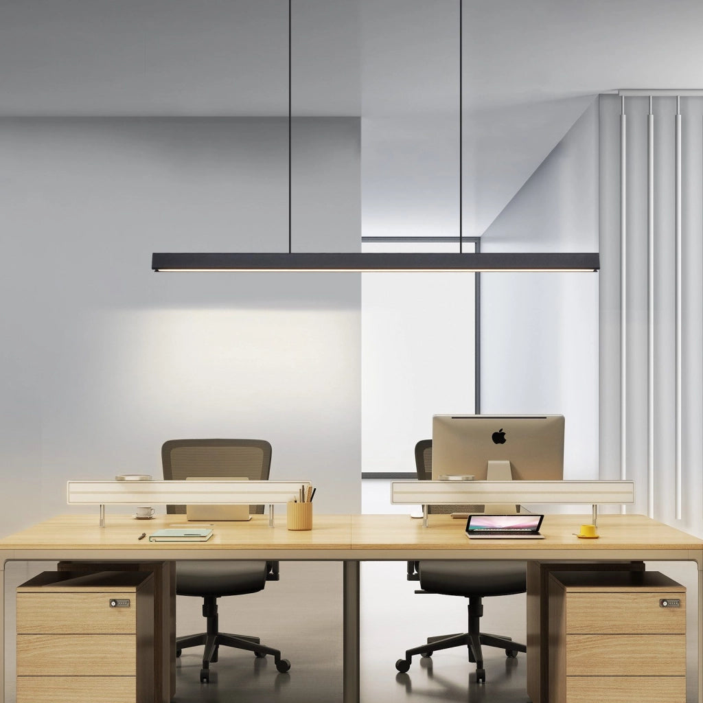Lampada a sospensione ZMH lineare nera da 108 cm per sala da pranzo, dimmerabile, per bar della cucina